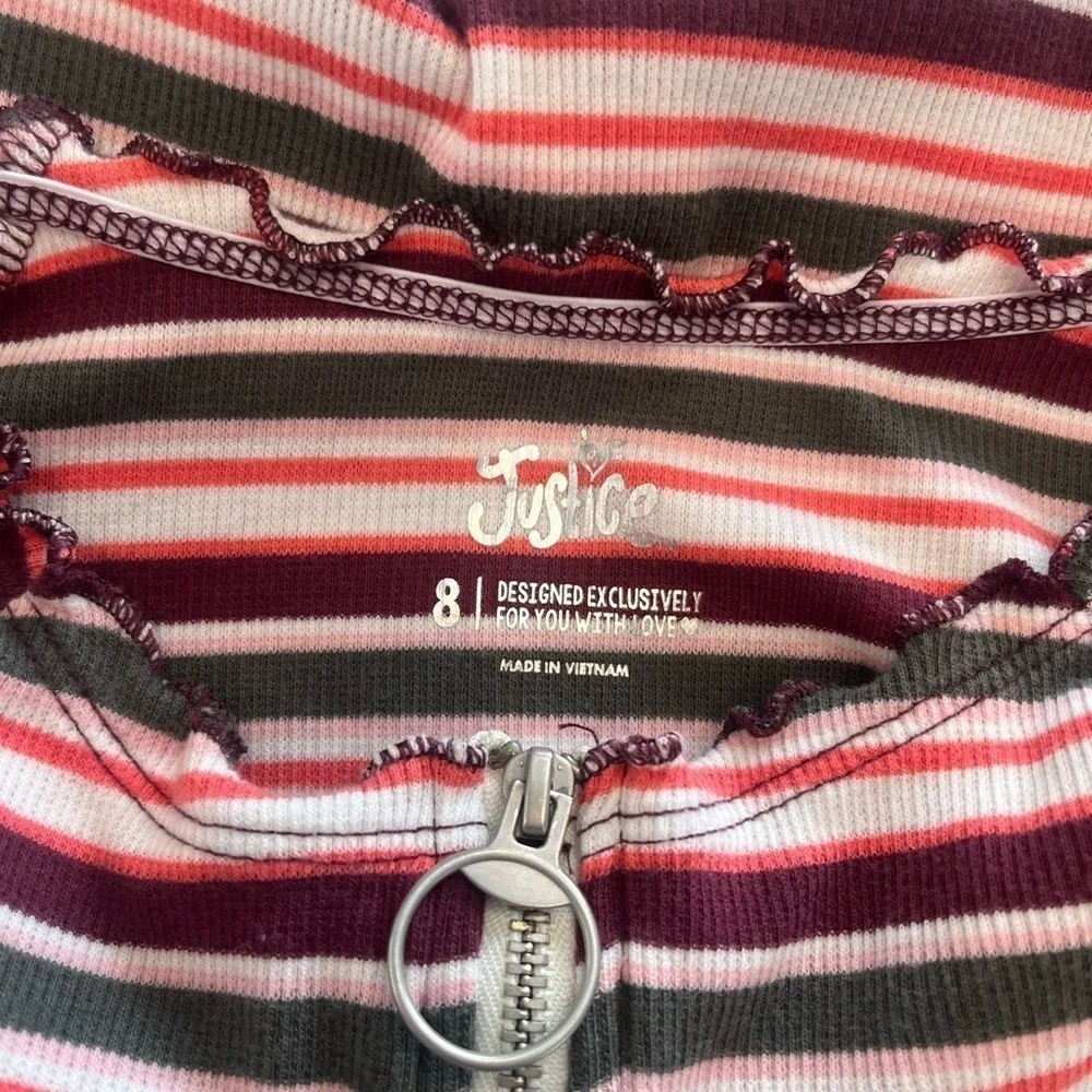 5 FOR $20 Justice Striped Zip Tunic Top Big Girls Kids sz 8